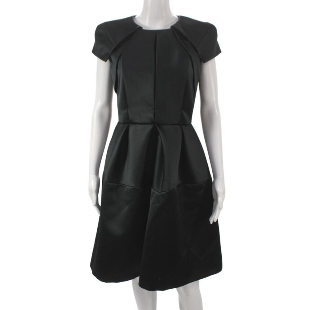 Dice Kayek Womens Black Fit & Flare Dress Short Sleeve Round Neck Size 38